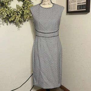 Brooks Brothers Woven Sheath Dress - Size 4 Black White Gold